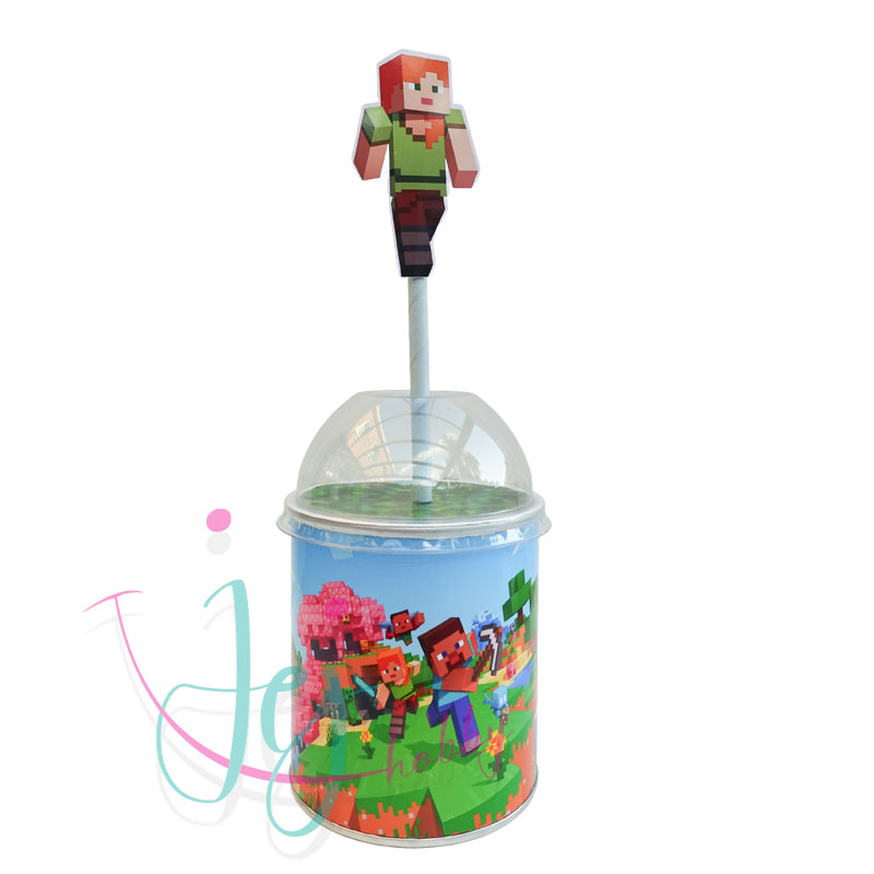 Minecraft Pringles overwereld met alex en steve school en feest traktatie