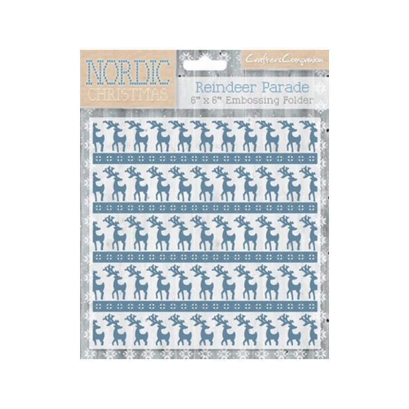 NC-EF6-RPAR  crafters companion embossing folder Reindeer parade. jej hobby