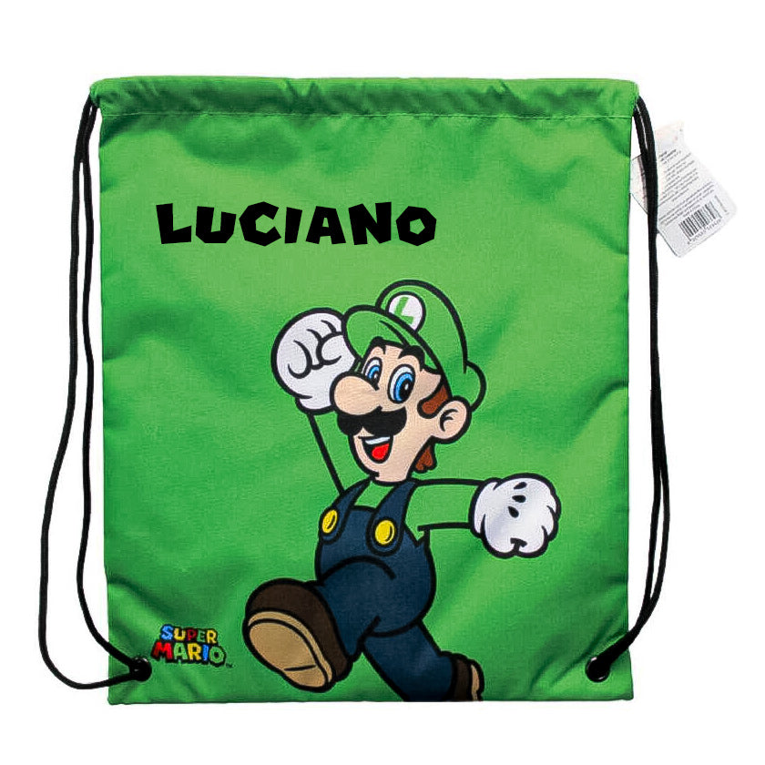 Nintendo Super Mario Bros Luigi gym tas, optioneel met naam