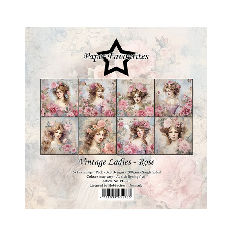 PF270, Paper favourites, paper pack, Vintage ladies roze, jej hobby