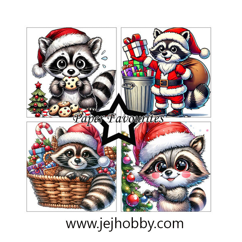 Paper pack christmas raccoons