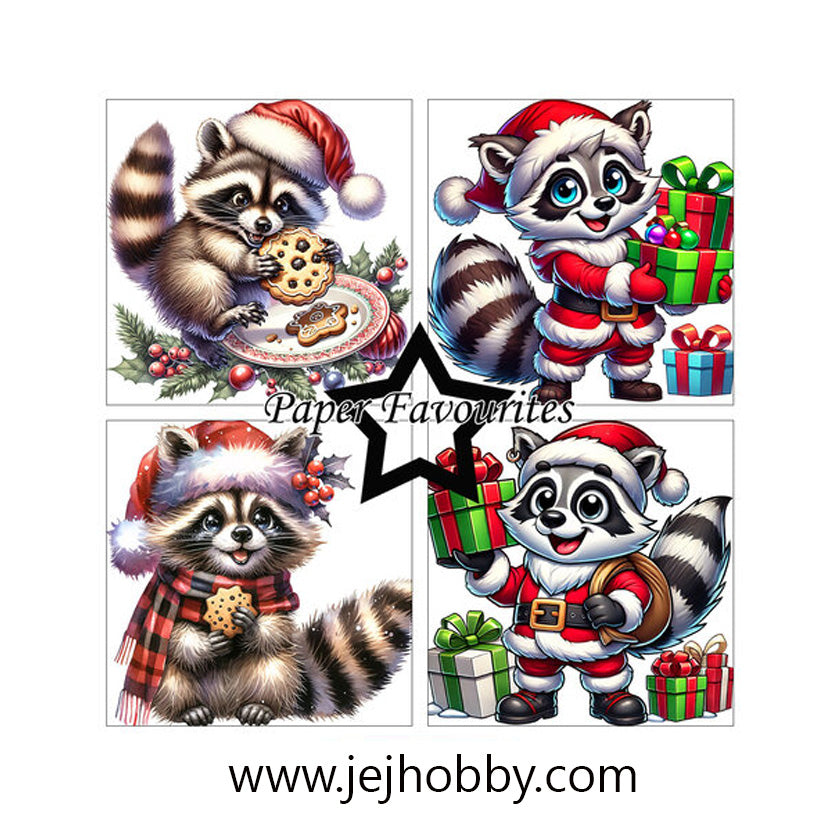 Paper pack christmas raccoons