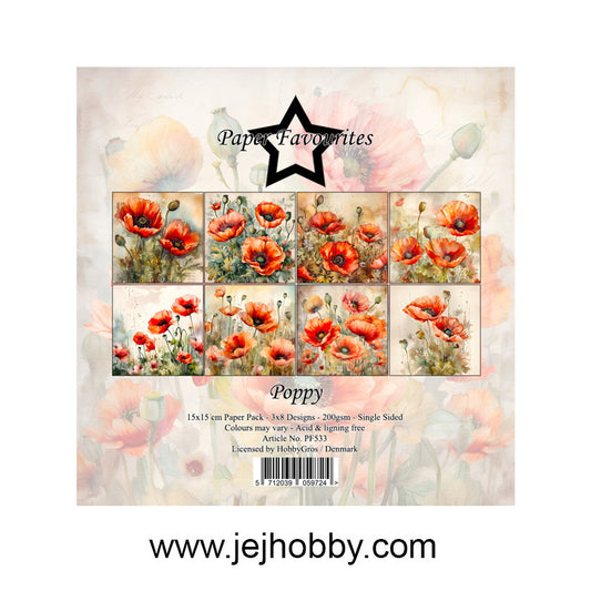 PF533 Poppy, paper pad Paper favourites, jej hobby