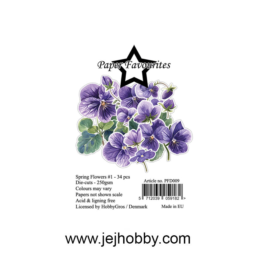 PFD009, Spring Flowers 1, die cuts paper favourites, jej hobby