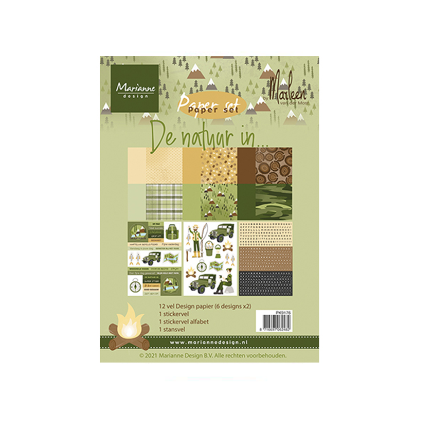 PK9176-Marianne-design-Paper-set, De natuur in by Marleen