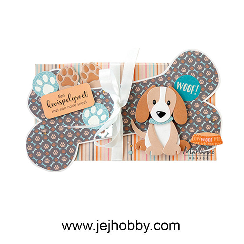 Voorbeeldkaart gemaakt met oa. PK9202 Paper pad Tails & Whiskers   van Marianne design. Perfect voor hobby.
