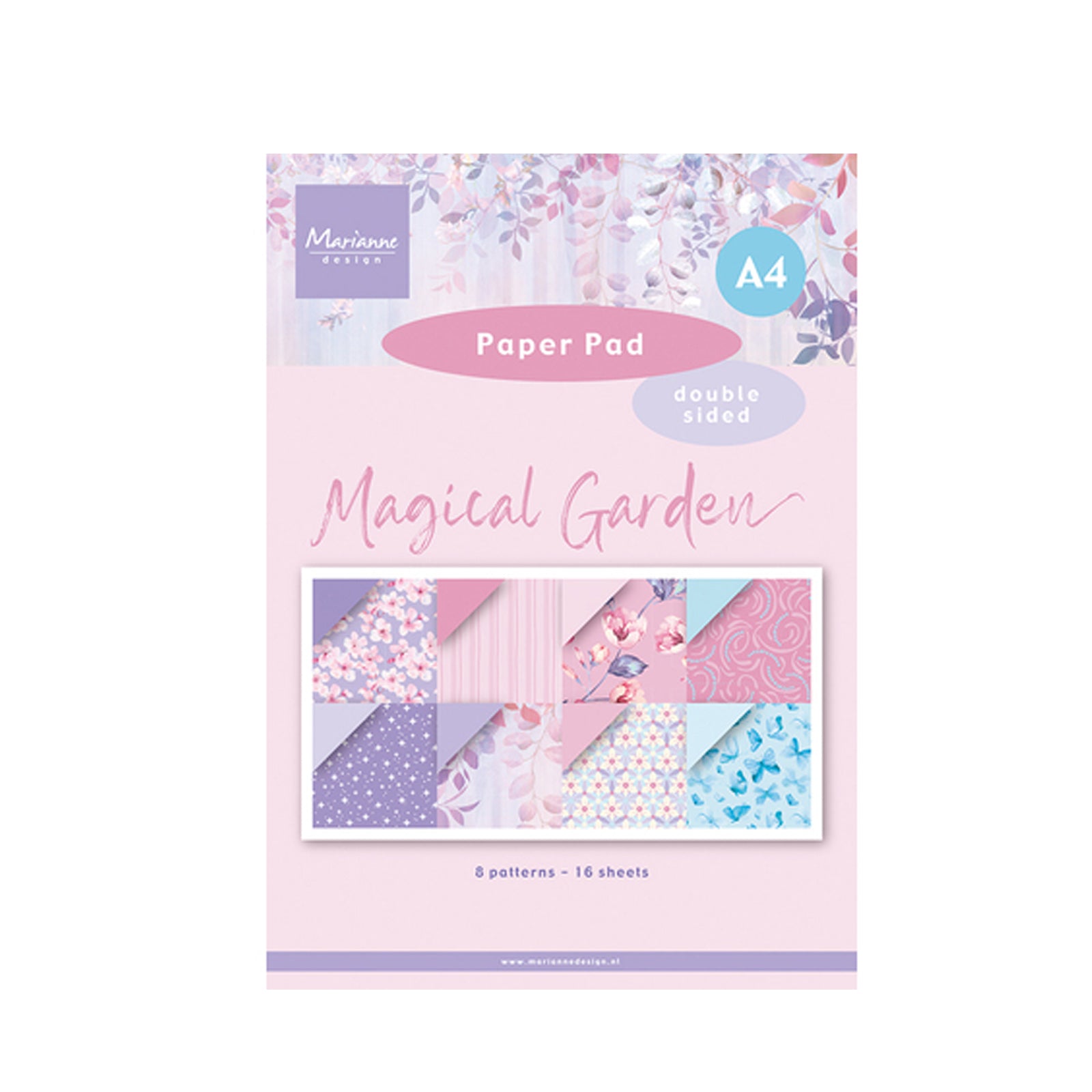 PK9221 Magical Garden paper pad van Marianne Desing. Voor hobby als kaarten maken en scrapbooking