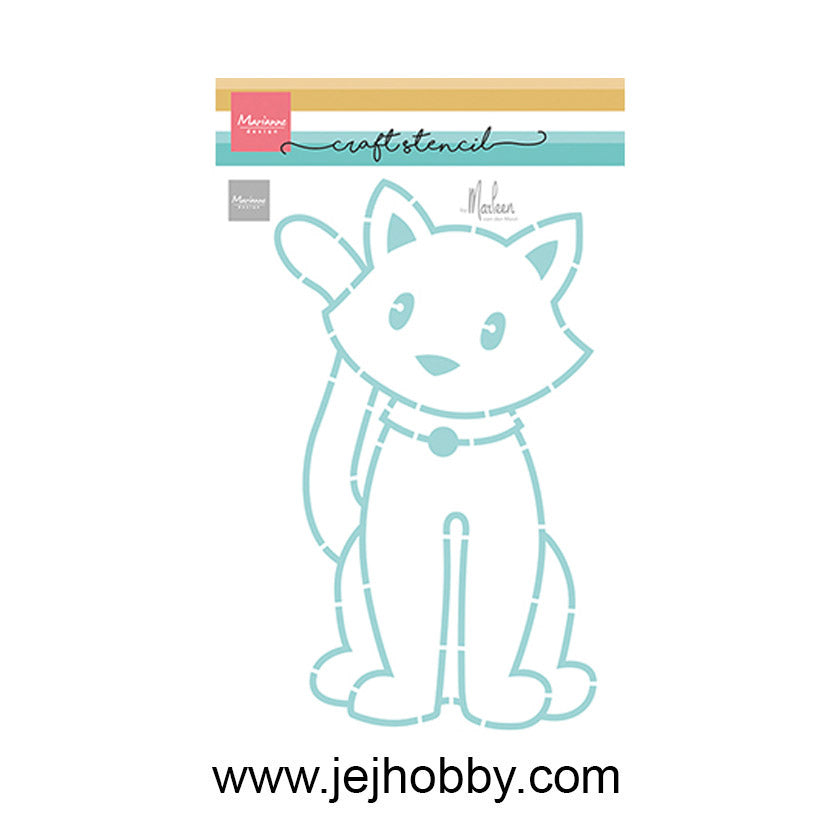 PS8179 Sitting cat by Marleen stencil van Marianne Design. Dit is een stencil voor hobby.