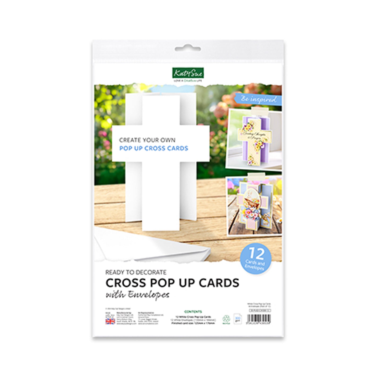 PU02 White Cross Pop Up Cards Envelopes Katy sue voor het maken van kaarten.