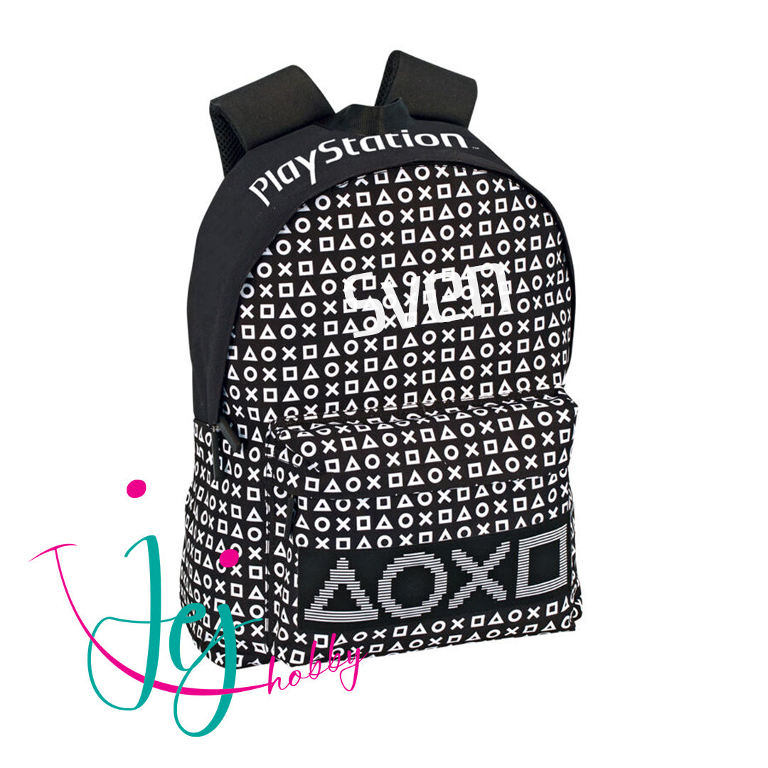 Playstation backpack, rugzak met playstation iconen met naam.