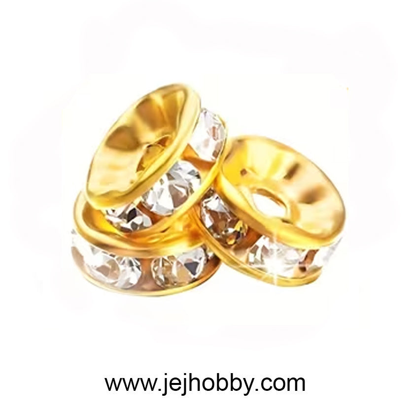 Rhinestone spacer goud-crystal