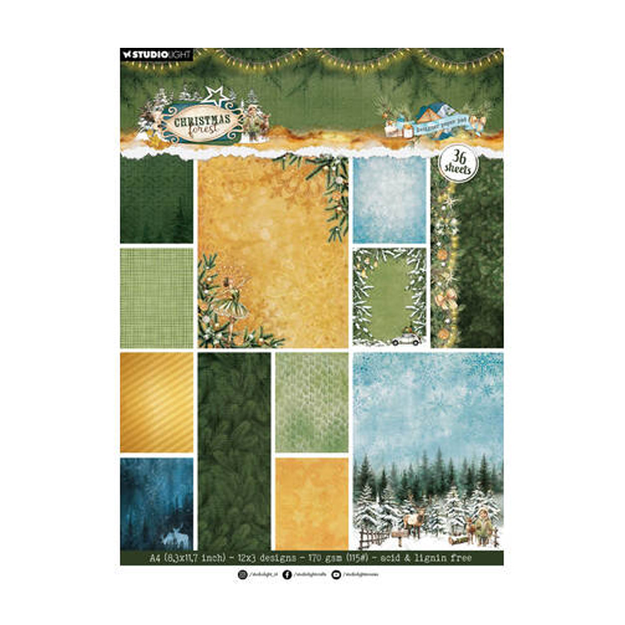 SL-CF-DPP474 designer paper pad Christmas forest van Studio Light