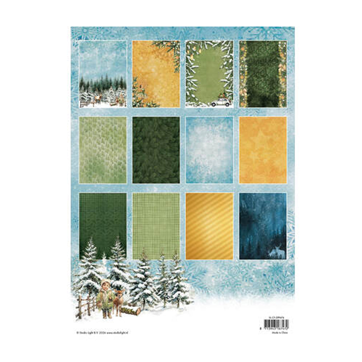 Achterkant van SL-CF-DPP474 designer paper pad Christmas forest van Studio Light