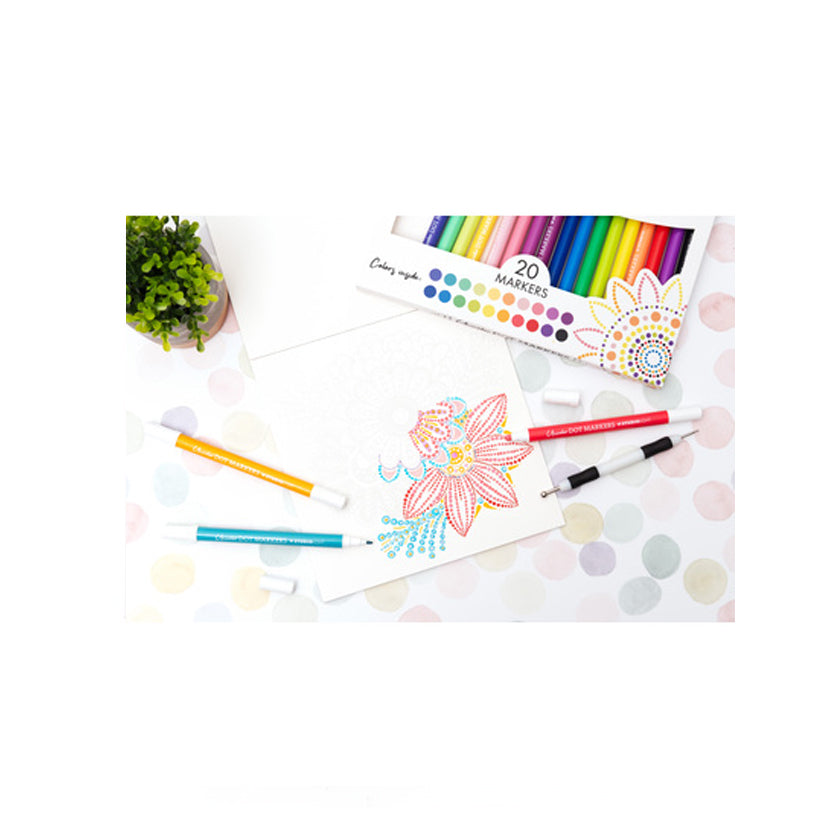 Voorbeelden gemaakt met de SL-CO-MARK63 Unicolor Consumables dot markers van Studio Light