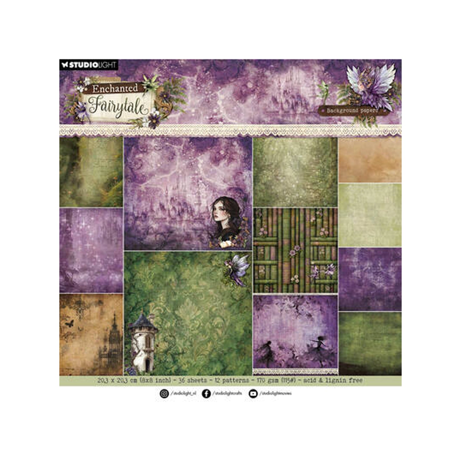 SL-EF-DPP467 Enchanted Fairytale Background paper pad van studio light voor hobby.