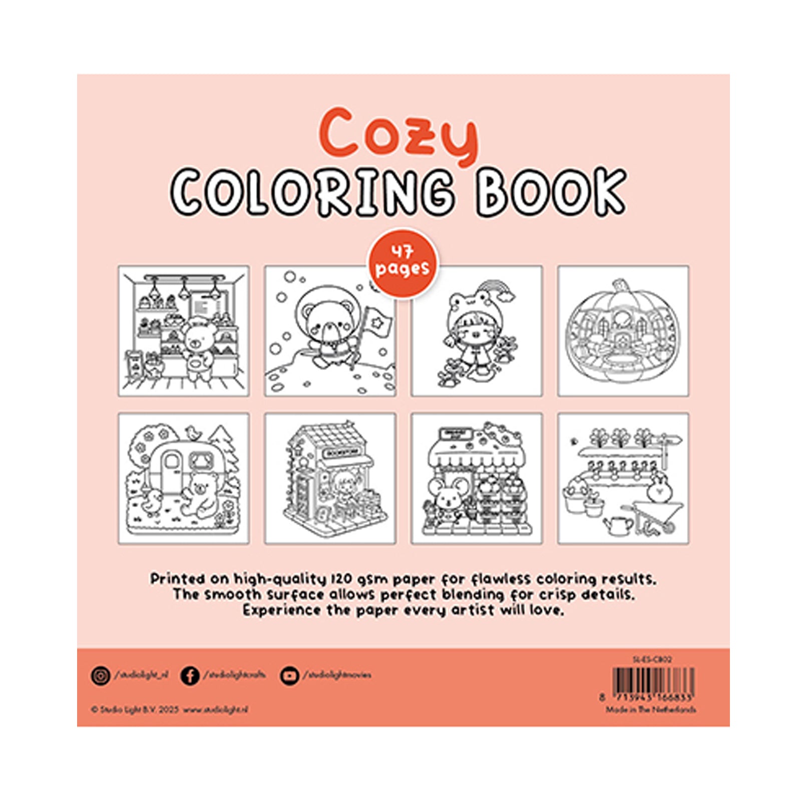 SL-ES-CB02 Coloring Book Cozy van studio light voor het kleuren met markers.