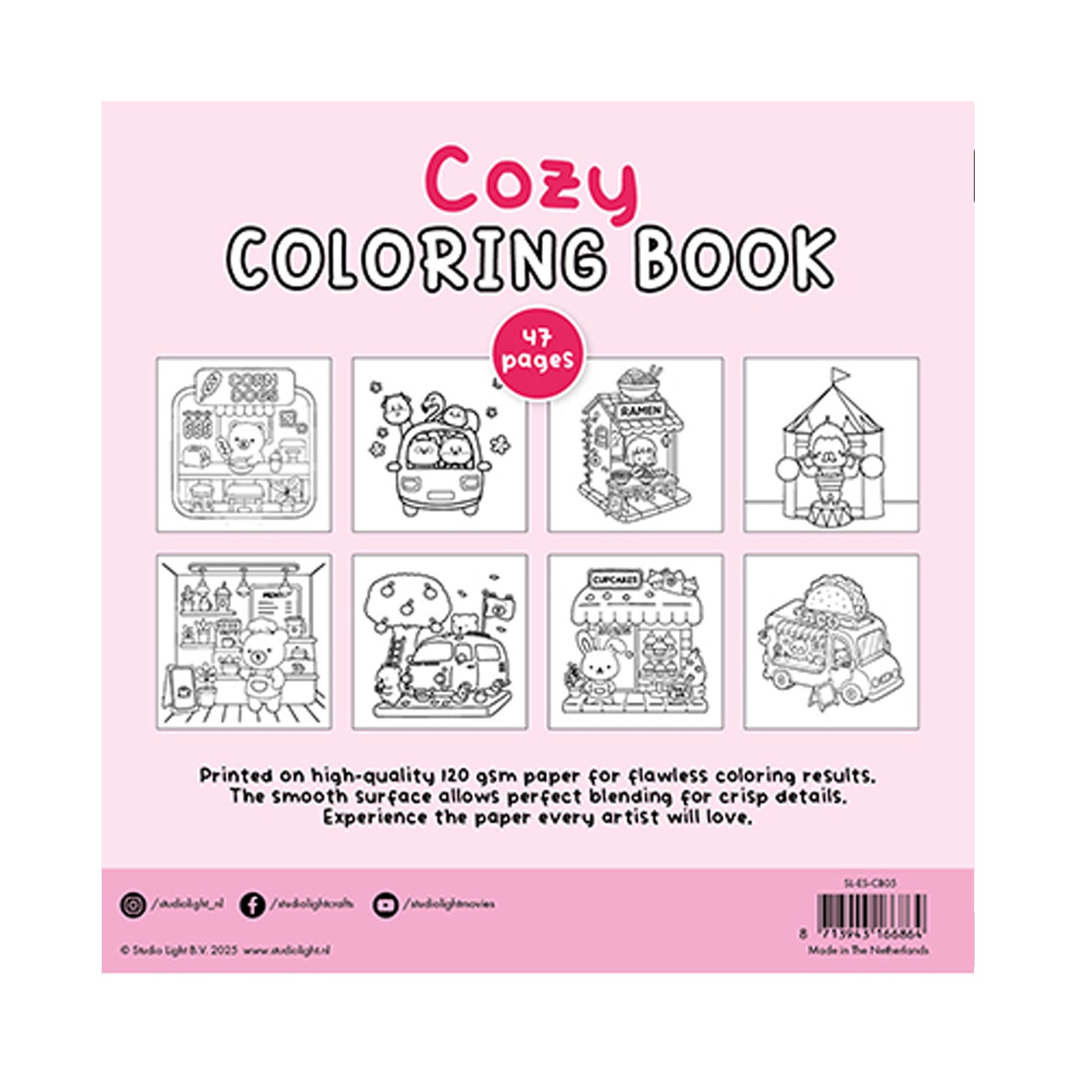SL-ES-CB05 coloring Book Cozy van studio light voor het kleuren met markers.