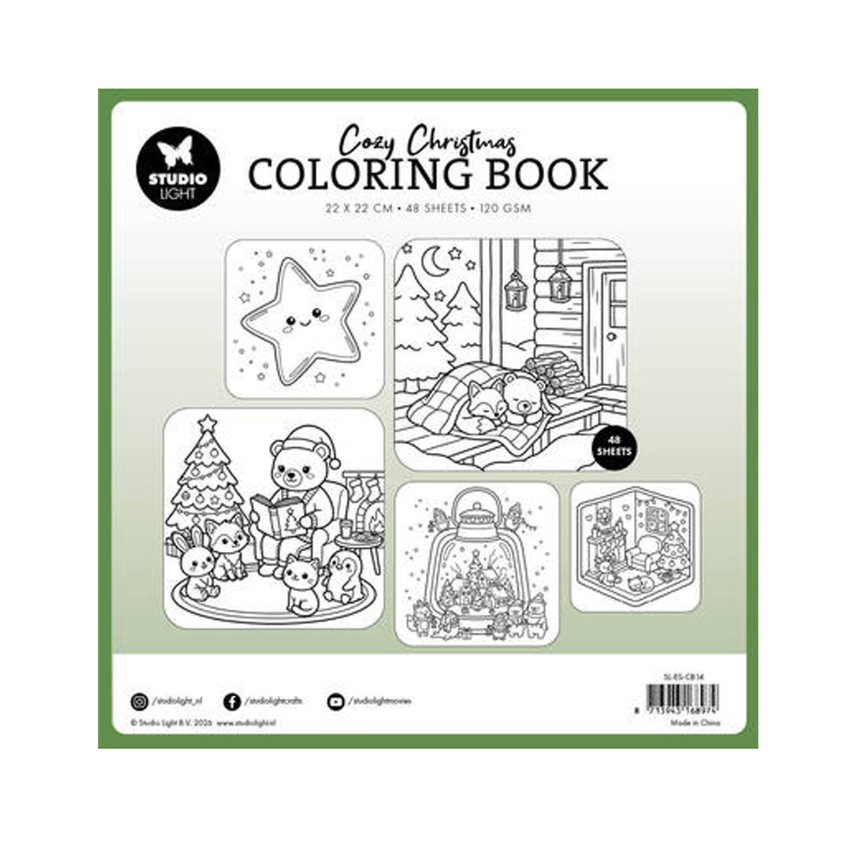 Studio Light Essentials Cozy Christmas Coloring Book Glowing Lights (SL-ES-CB14) met kerstlichtjes en warme avondlichtmotieven op de cover