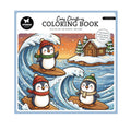 Studio Light Essentials Cozy Christmas Coloring Book Cozy Flow (SL-ES-CB16) met surfende pinguïns op winterse golven op de cover