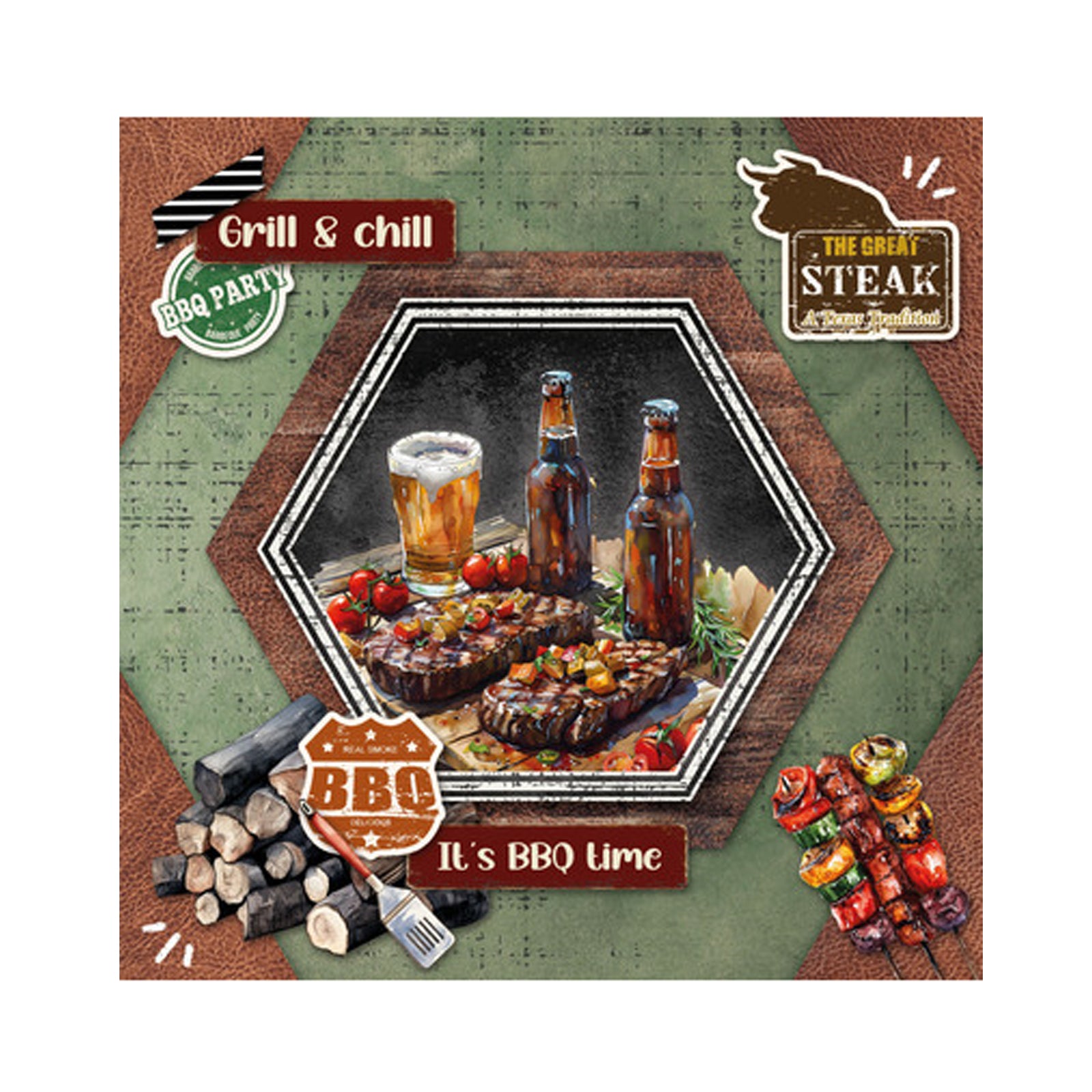 Voorbeeldkaart gemaakt met de SL-ES-CMP27 BBQ party card making paper pad van Studio Light voor het maken van kaarten