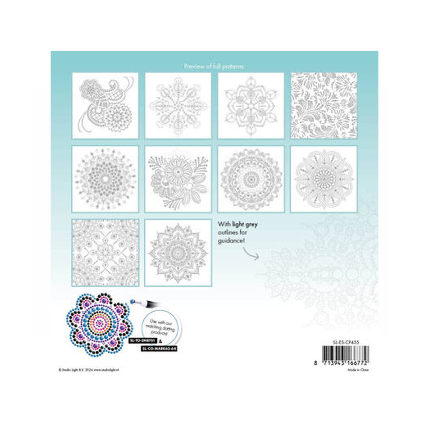 SL-ES-CP455-Dot-mandalas-patterns-colloring pad van Studio Light is een kleurboek voor dot art. Dit zijn de patronen.