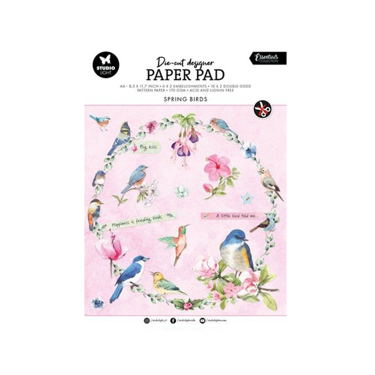 SL-ES-DCPP144, Studio light, die-cut, paper pad, spring birds, Essentials, jej hobby