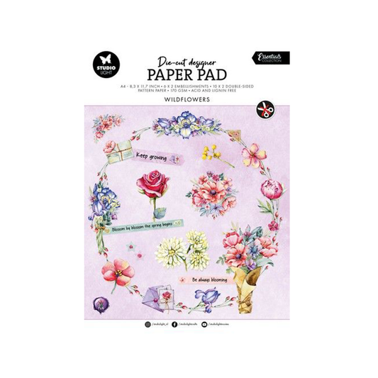 SL-ES-DCPP145, Studio light, die-cut, paper pad wildflowers, Essentials, jej hobby