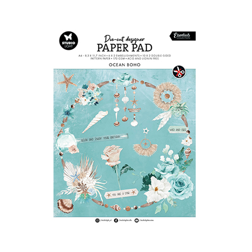 SL-ES-DCPP168 Studi light. Die-cut. Paper Pad. Ocean boho Essentials. jej hobby