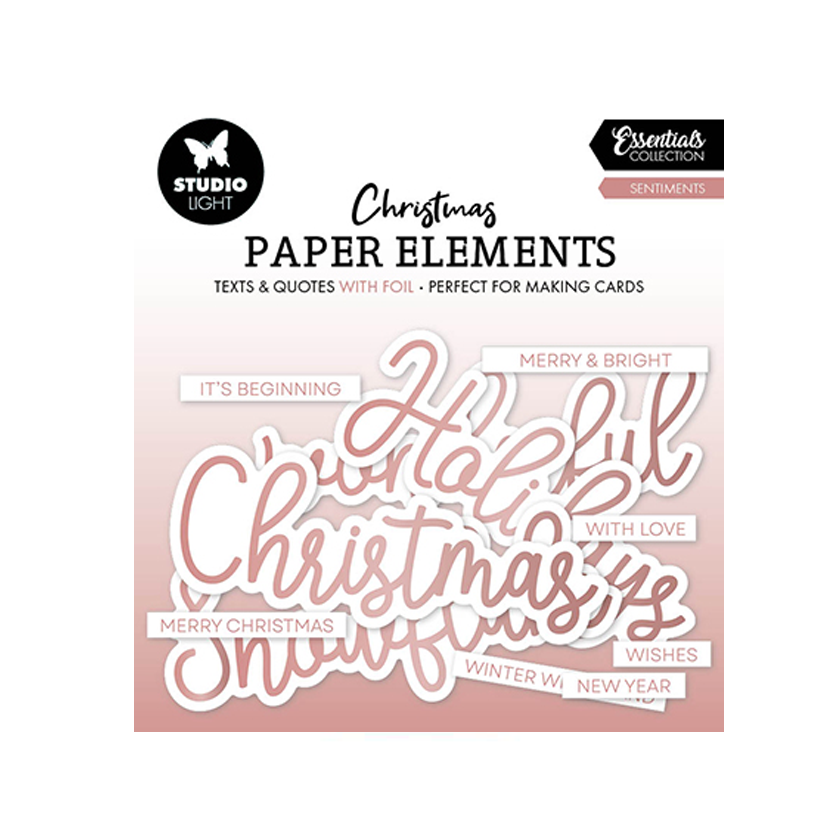 SL-ES-PE14, studio light, papieren elementen, Christmas Rose gold sentiments, jej hobby