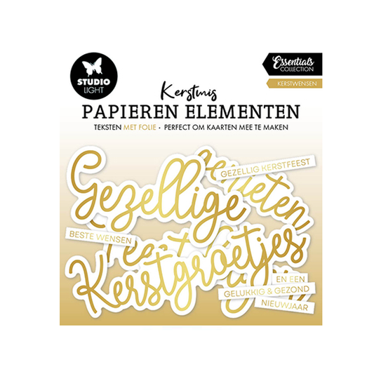 papieren elementen kerstmis golden kerstwensen