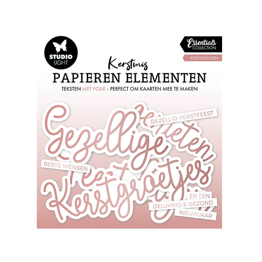 SL-ES-PE17, studio light, papieren elementen, kerstmis Rose gold kerstwensen, jej hobby