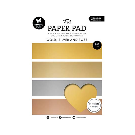 Studio Light Foil Paper Pad Gold, silver and rose