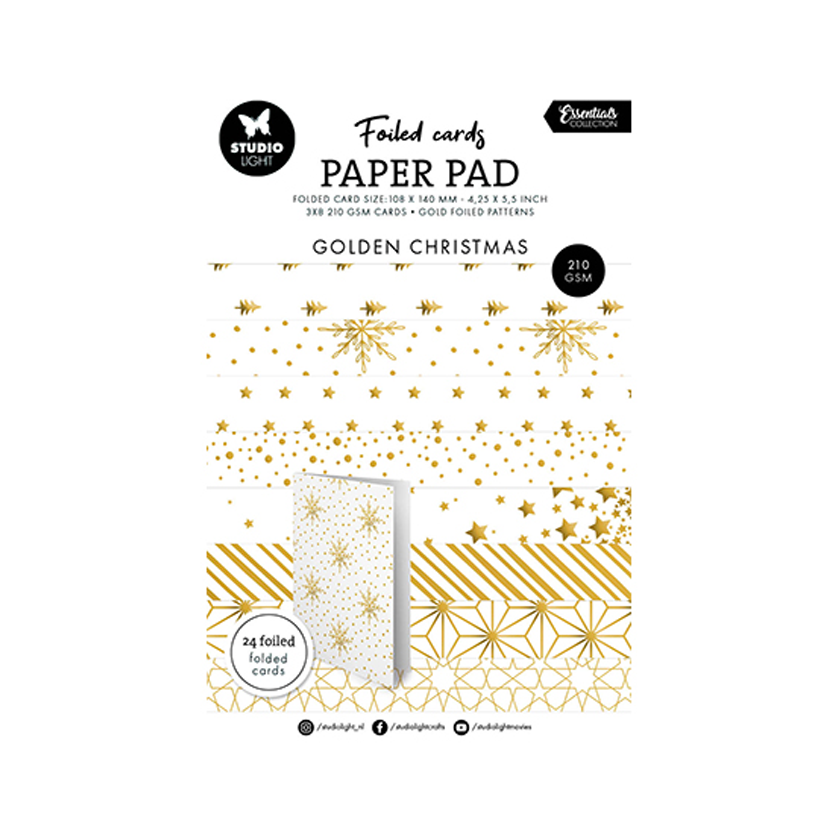 SL-ES-PP222, Foiled cards, paper pad, golden christmas, jej hobby