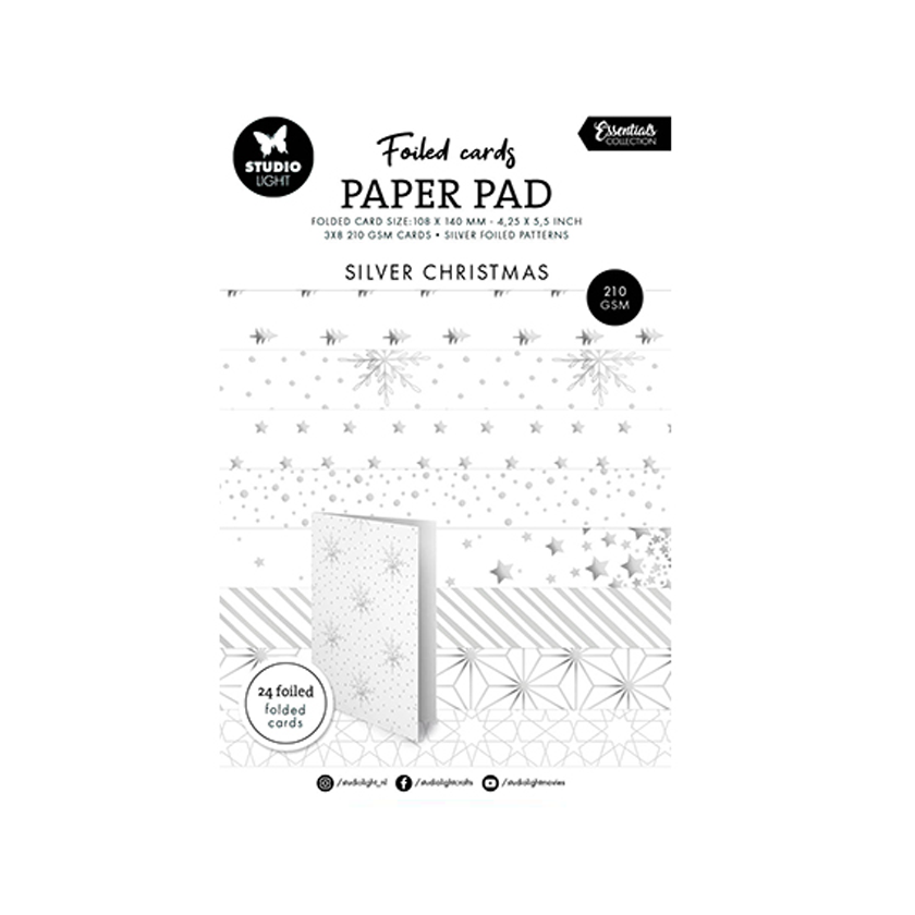 SL-ES-PP224, Foiled cards, paper pad, silver christmas, jej hobby
