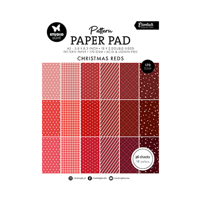 Studio Light Paper Pad pattern Christmas reds