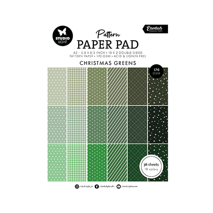 SL-ES-PPP208, Studio Light, Paper Pad pattern Christmas greens, jej hobby