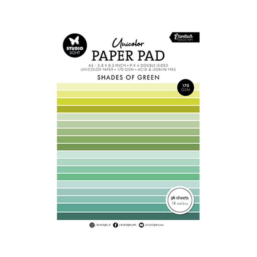 SL-ES-UPP156, Studio light, Paper Pad unicolors Shades of green, jej hobby
