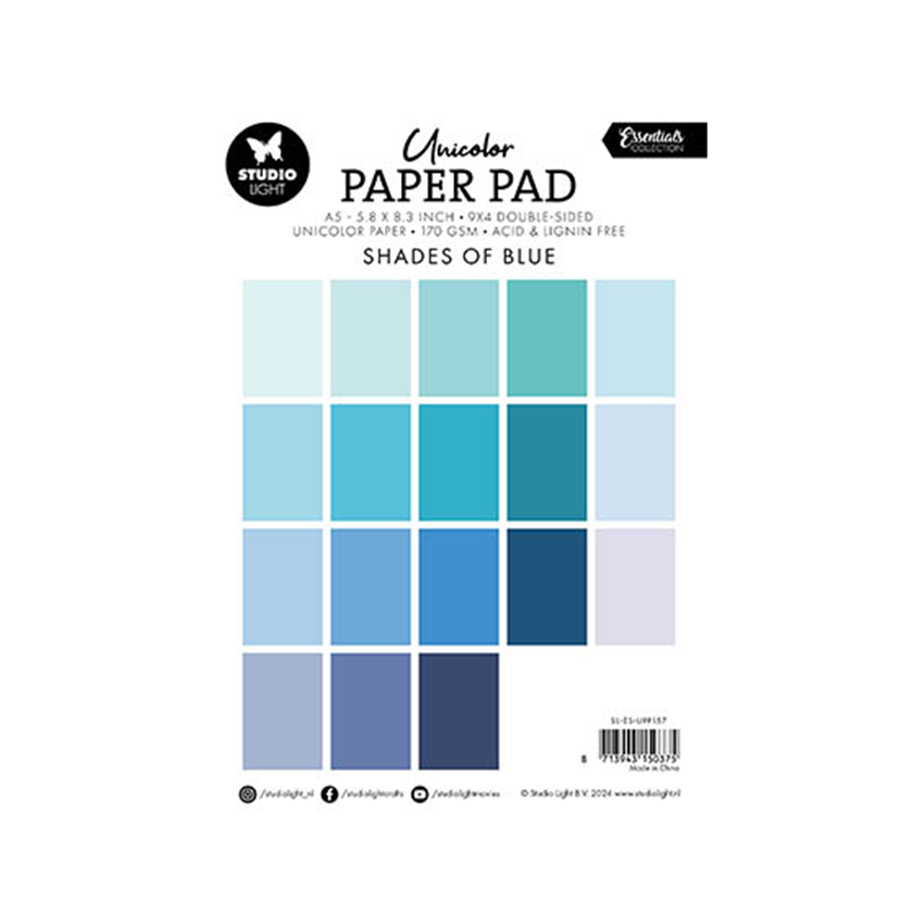 Studio light Paper Pad unicolors Shades of blue