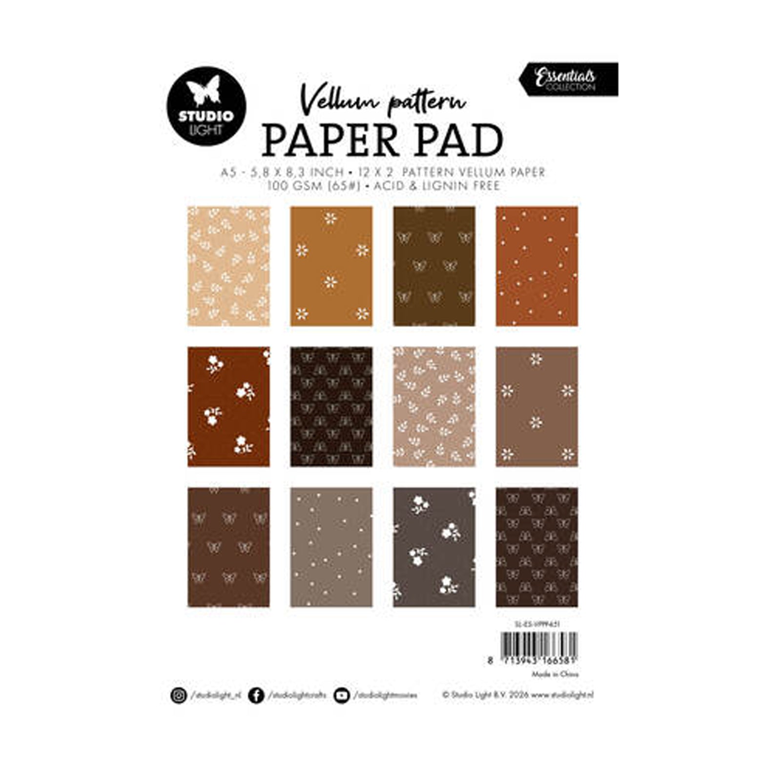 VPPP451 Vellum Patern shades of Brown paper pad