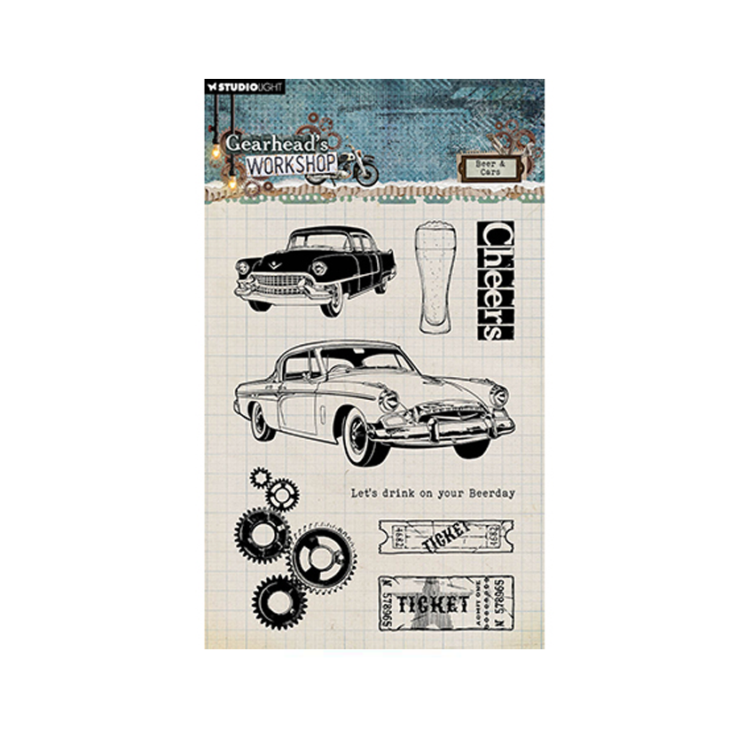 SL-GW-STAMP674. Studio light. Clear Stamp. Beer Car Gearhead's Workshop. nr 674. jej hobby