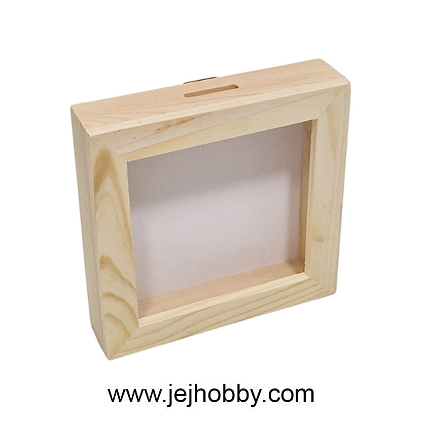 SL663-2603, Houten spaarpot met plexiglas, jej hobby