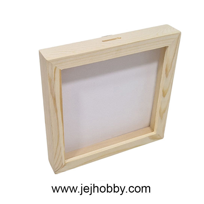 SL664-2601, Houten spaarpot met, plexiglas groot, jej hobby