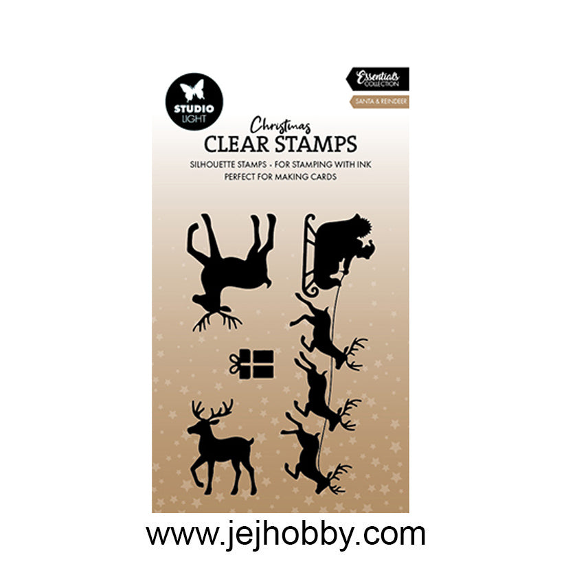 STAMP855, santa en rendeer, clear stamp, studio light, jej hobby