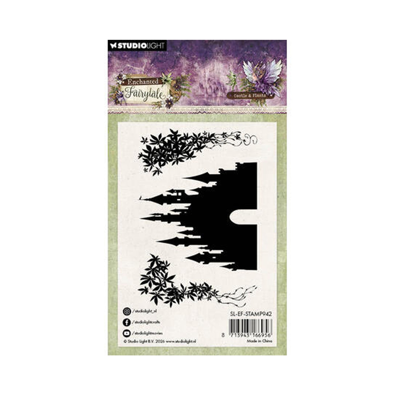 Achterkant van de SL-EF-STAMP942 Castle & Plants Enchanted fairytale van Studio Light. Dit zijn stempels voor hobby