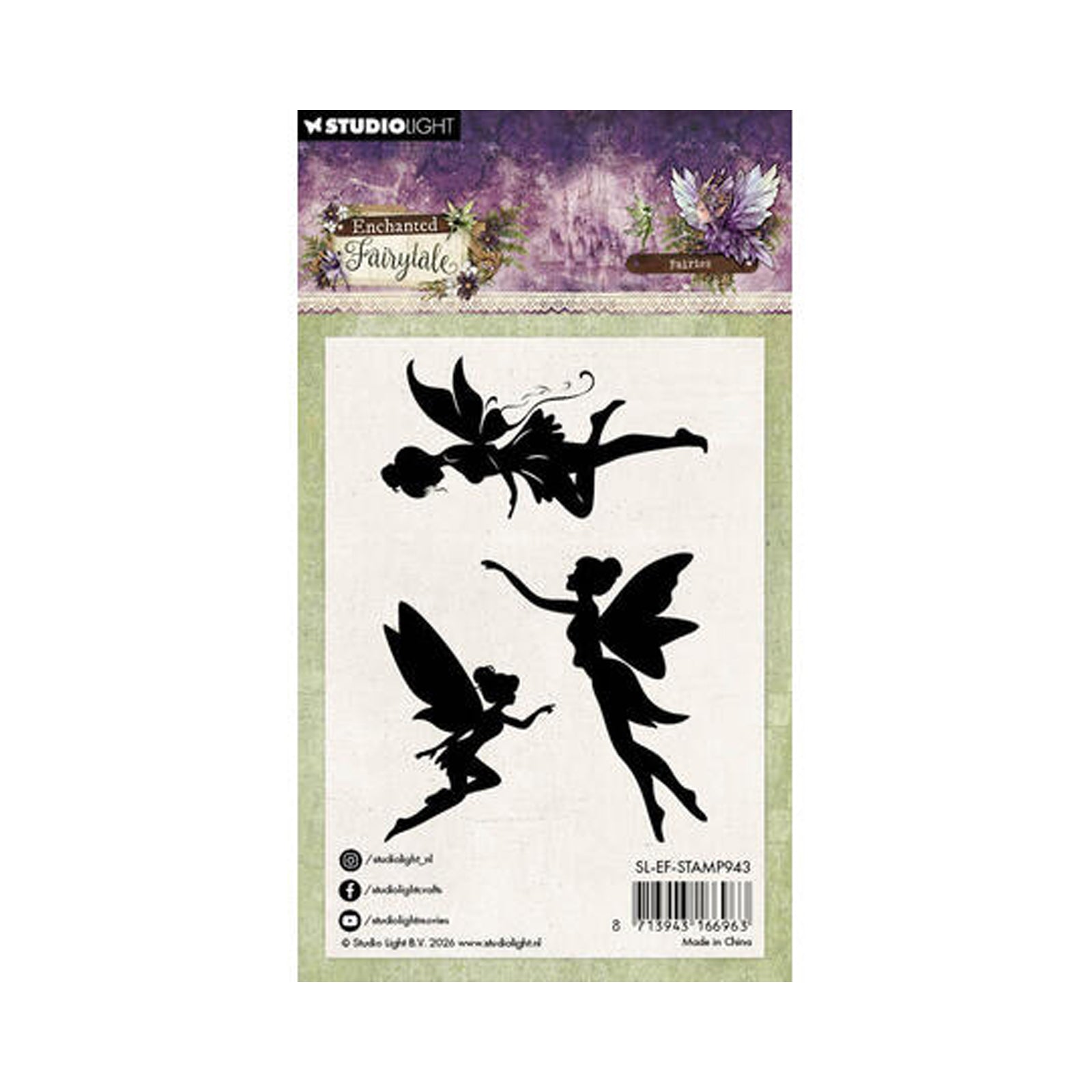 Achterkant van de SL-EF-STAMP943 Fairies Enchanted Fairytale van Studio Light. Dit zijn stempels voor hobby