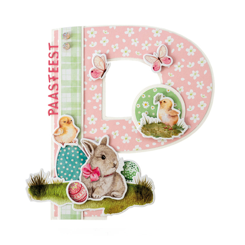 Voorbeeld kaart gemaakt met de VK9644 die cuts happy easter van Marianne design