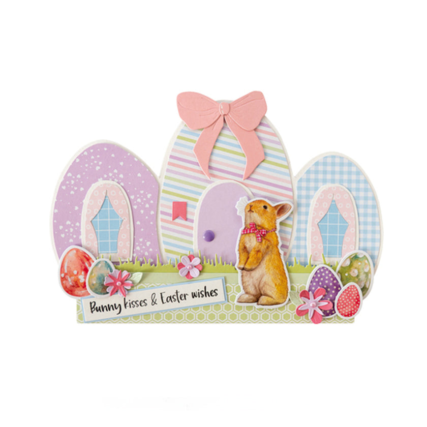 Voorbeeld kaart gemaakt met de VK9644 die cuts happy easter van Marianne design