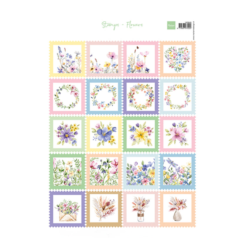 VK9646 Stamps flowers van Marianne Design is een postzegel knipvel voor hobby