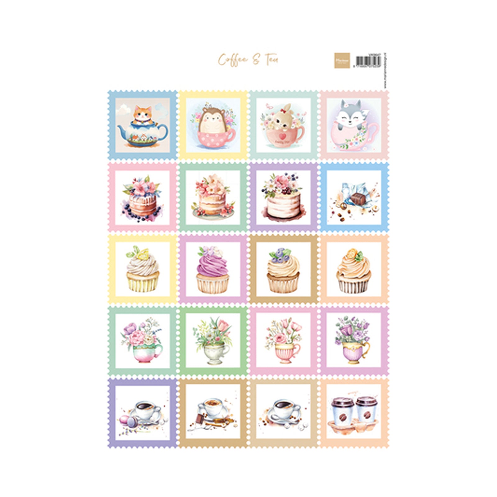 VK9647 Stamps Coffee & Tea knipvel Marianne Design. Dit zijn knipvellen voor hobby