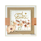 Marianne Design VK9660 Earth Tones knipvel met ronde en vierkante bloemenafbeeldingen in zachte natuurtinten.